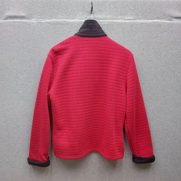 Alfred Dunner Red Quilted Snowflake Jacket Womens Size 10 Cotton Blend Full Zip - Picture 2 of 3